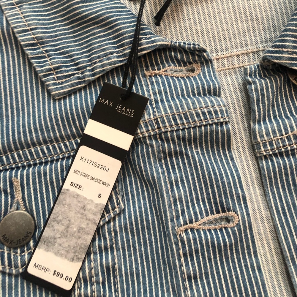 NWT Max Jeans Railroad-Striped Denim Jacket (S) - Picture 4 of 8